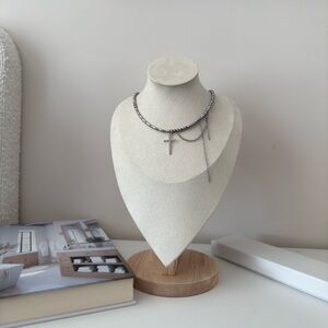 Layered Silver Cross Necklace ⛓️